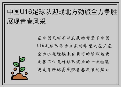 中国U16足球队迎战北方劲旅全力争胜展现青春风采